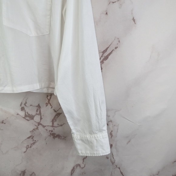 Everlane Shirt Womens White Button Up The Silky Cotton Way Short Crop - Picture 5 of 12
